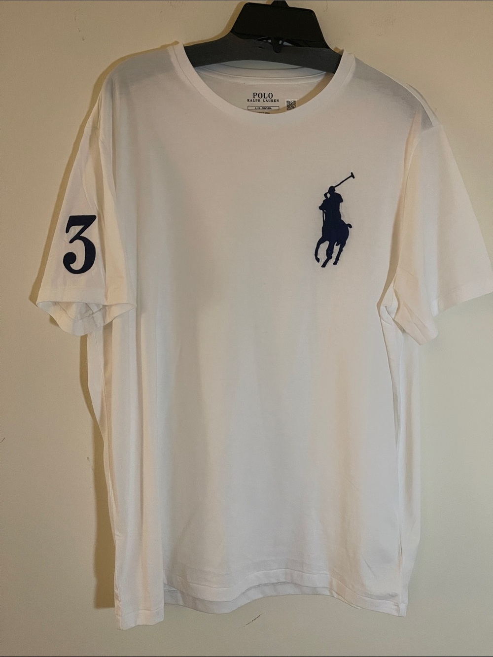 Polo by Ralph Lauren White Short Sleeve Tee with Navy Pony and Sleeve 3